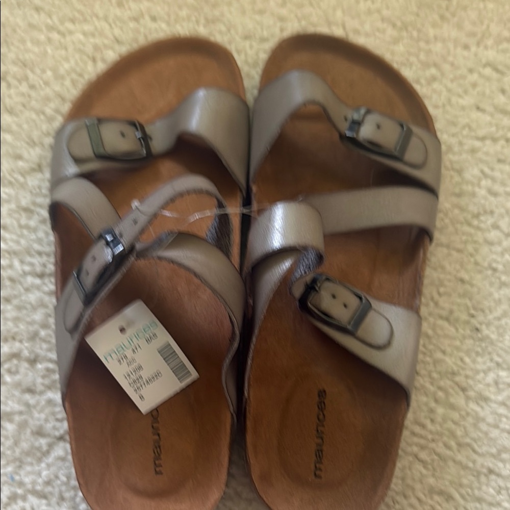 Maurices Beige Sandals with Buckle Detail